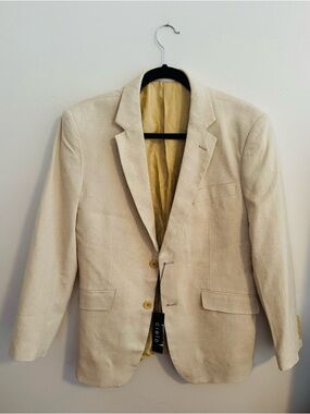 Men's Cream two Piece Linen Suit Blazer & Vest .